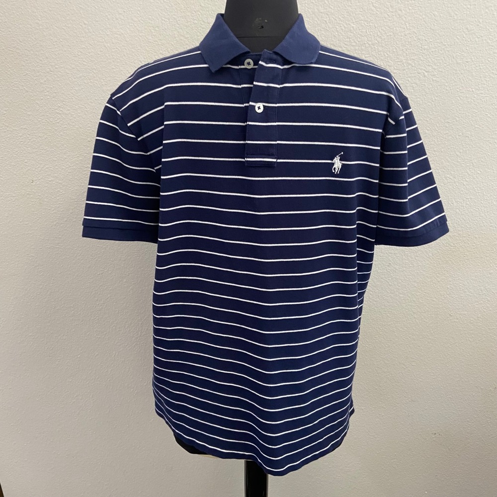Polo Ralph Lauren Men Custom Slim Fit Stretch Mesh Striped Polo Shirt Large - Picture 5 of 7
